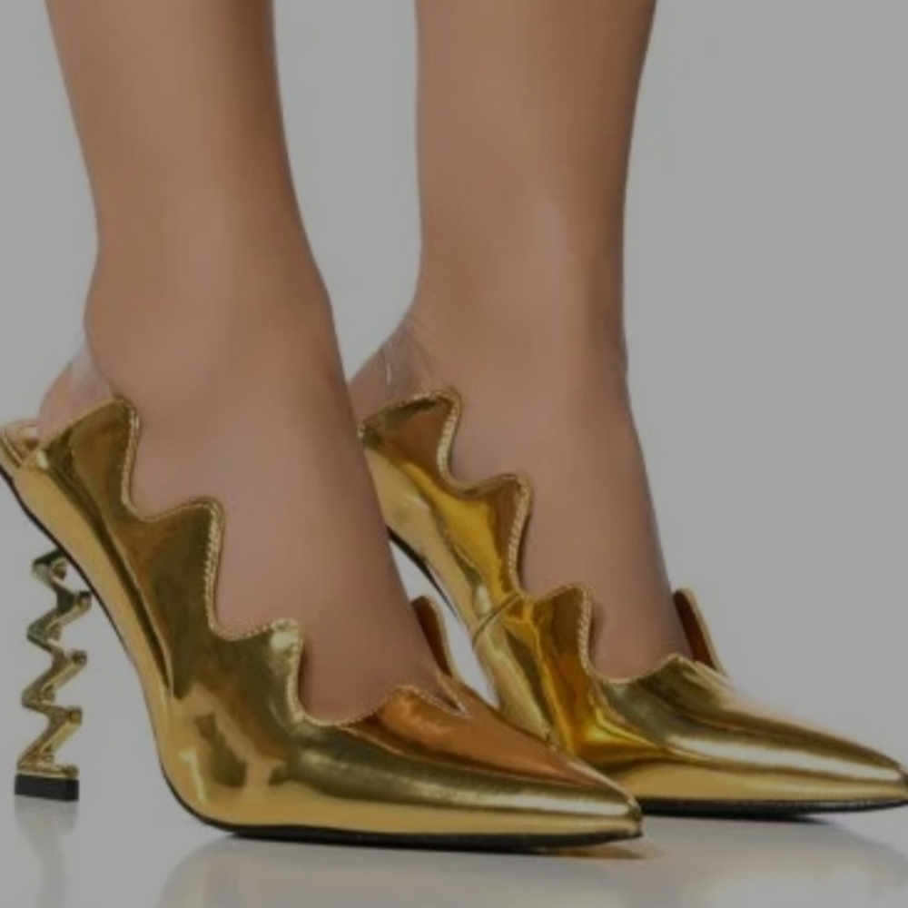 Lightning Strike Metallic Squiggle Heel Pump